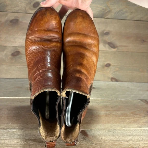 frye sabrina womens size 9 shoes brown leather slip on heel ankle chelsea boots - Picture 6 of 9